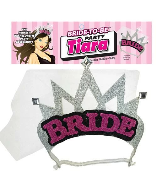 Bachelorette Superstore Tiaras, Veils & Hats Silver Bride Tiara & Veil 1 Bachelorette Superstore Tiaras, Veils & Hats Silver Bride Tiara & Veil