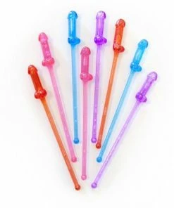 Bachelorette Superstore Pecker Drink Stirrers, Pink & Purple, 8 Pk