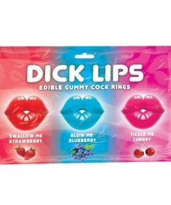 Bachelorette Superstore Party Games Dick Lips, Edible Gummy Cock Rings, 3pk