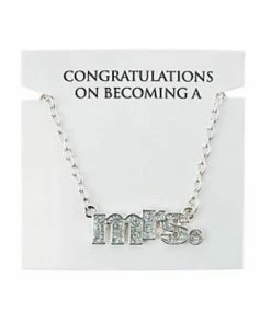 Bachelorette Superstore Silver Mrs. Necklace- On Congratulations Card $1.99 And Under