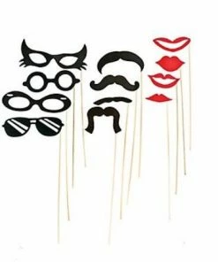 Bachelorette Superstore Mustache, Lips & Glasses Photo Props, 12 Pc Decorations