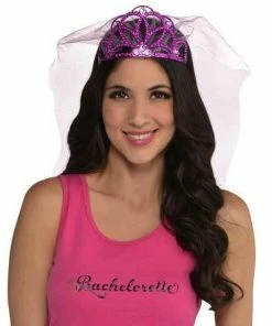 Bachelorette Superstore Sassy Bride Pink Tiara & Veil New Arrivals