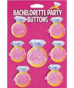 Bachelorette Superstore Diamond Ring Classic Bridal Party Buttons, 7pc Party Attire