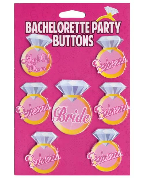Bachelorette Superstore Diamond Ring Classic Bridal Party Buttons, 7pc Party Attire 1 Bachelorette Superstore Diamond Ring Classic Bridal Party Buttons, 7pc Party Attire