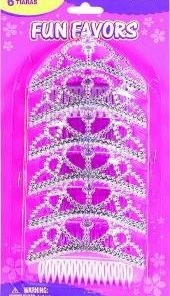 Bachelorette Superstore Silver Tiara Combs, 6pk