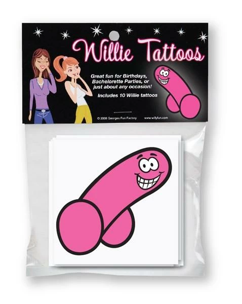 Bachelorette Superstore Willie Tattoos, 10 Pk 1 Bachelorette Superstore Willie Tattoos, 10 Pk