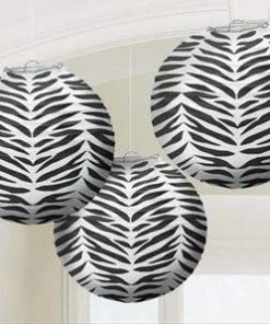 Bachelorette Superstore Decorations Paper Lanterns, Zebra 3pk